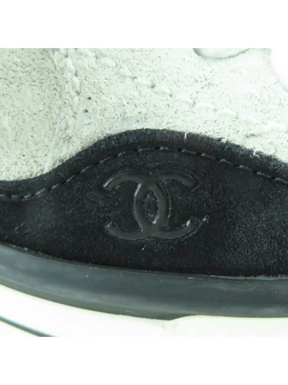 Chanel Coco Mark Lace Up Suede Leather Low-cut Sneakers White - Picture 9 of 9